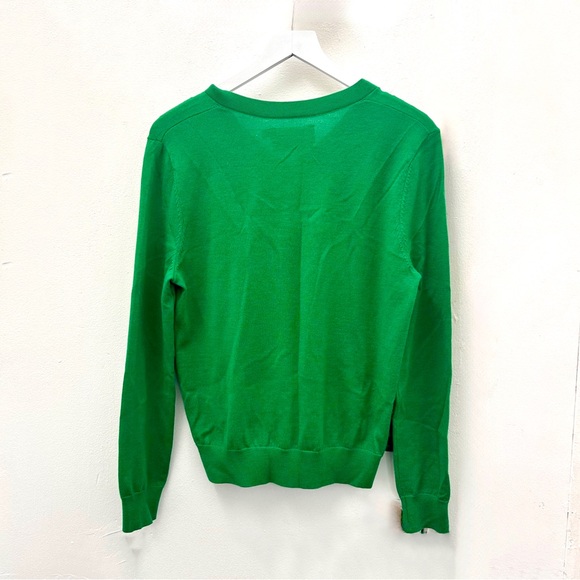 Green Tory Sport Merino Wool Sweater with Blue Chevron Size S Lightweight Layer - Picture 6 of 6